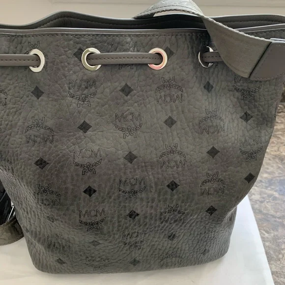 MCM Phantom Grey Small Drawstring Handbag - Picture 12 of 15